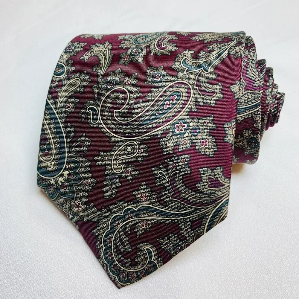 Rooster Silk‎ Paisley Necktie Tie Preppy Office Professional Made USA READ